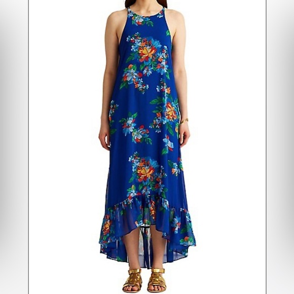 NWT Lauren Ralph Lauren Georgette Maxi Dress - Picture 1 of 7